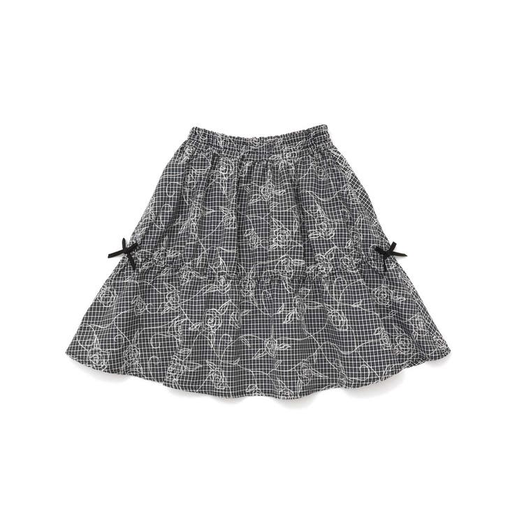 【お揃い】先染めチェックローズプリントミモレ丈スカート(110~160cm) | BeBe | 詳細画像5 