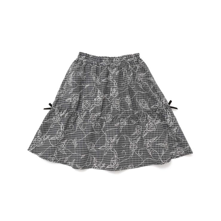 【お揃い】先染めチェックローズプリントミモレ丈スカート(110~160cm) | BeBe | 詳細画像6 