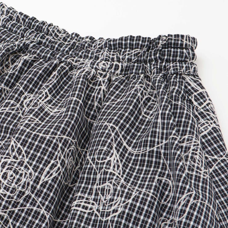 【お揃い】先染めチェックローズプリントミモレ丈スカート(110~160cm) | BeBe | 詳細画像7 