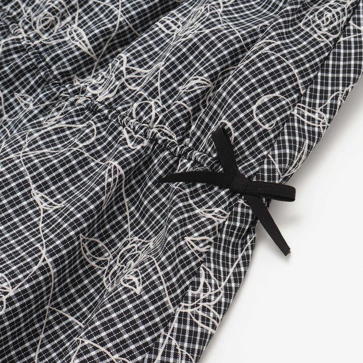 【お揃い】先染めチェックローズプリントミモレ丈スカート(110~160cm) | BeBe | 詳細画像8 