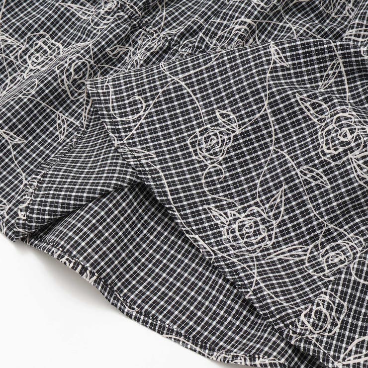 【お揃い】先染めチェックローズプリントミモレ丈スカート(110~160cm) | BeBe | 詳細画像9 