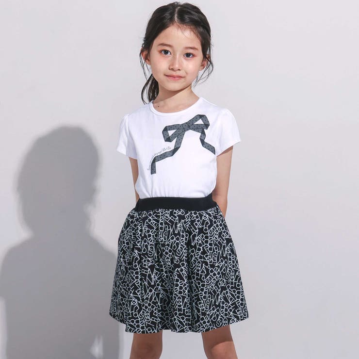 【お揃い】ジオメトリックロゴ総柄ポンチギャザースカート(90~150cm) | BeBe | 詳細画像3 