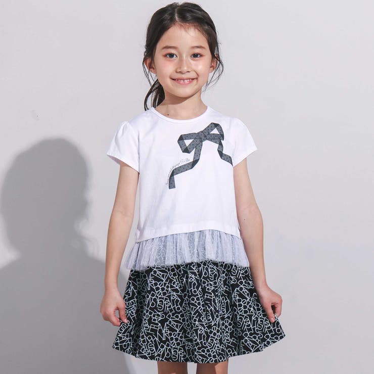 【お揃い】ジオメトリックロゴ総柄ポンチギャザースカート(90~150cm) | BeBe | 詳細画像4 