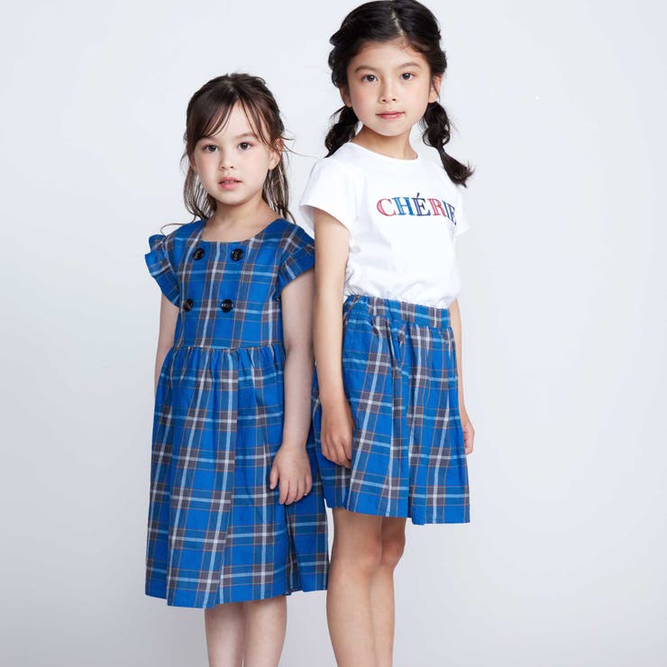 【お揃い】【神戸タータン×BeBe】チェックギャザーインナーパンツ付きスカート(… | BeBe | 詳細画像3 