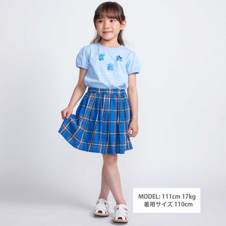 【お揃い】【神戸タータン×BeBe】チェックギャザーインナーパンツ付きスカート(… | BeBe | 詳細画像6 