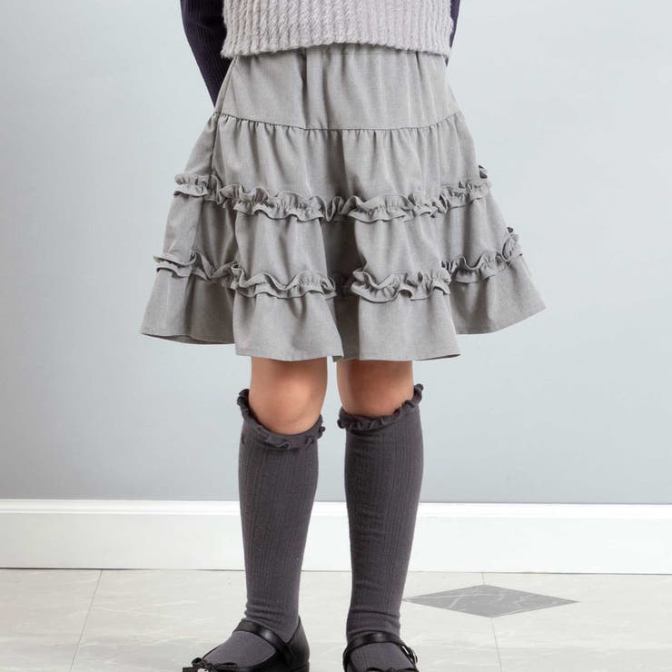 グレー | シャンブレーフリルティアードスカート(100~150cm) | BeBe