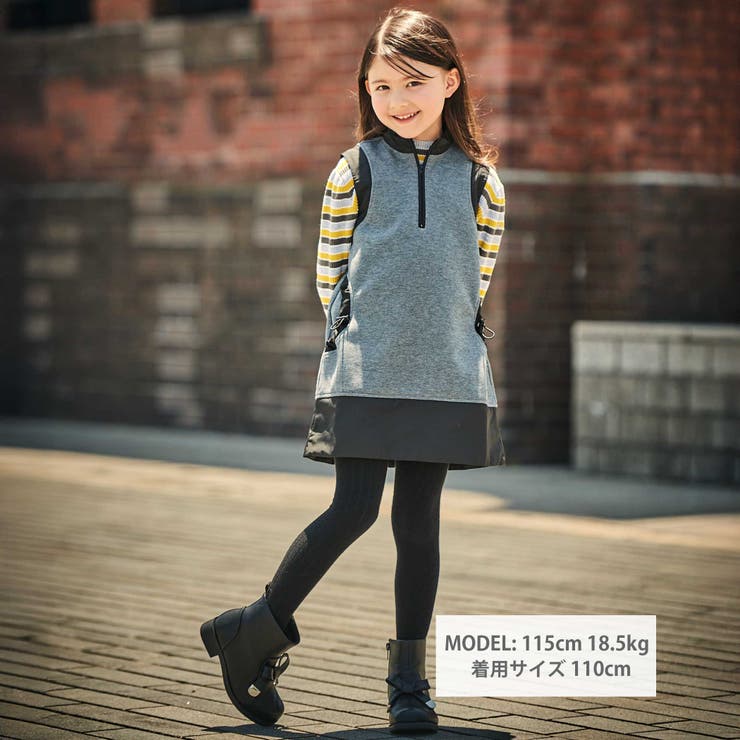 マルチボーダーリブハイネックニット(90~150cm) | BeBe | 詳細画像2 