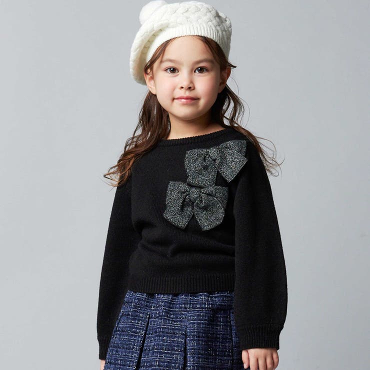 BIGリボンモチーフニットプルオーバー(100~150cm) | BeBe | 詳細画像1 