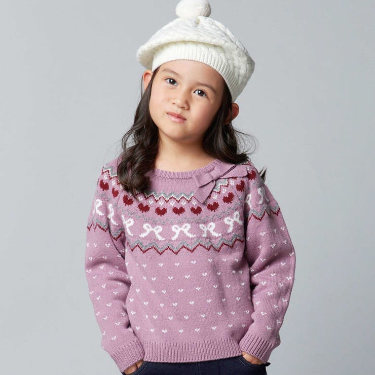 ノルディック求心柄ジャガードニットプルオーバー(90~150cm) | BeBe | 詳細画像1 