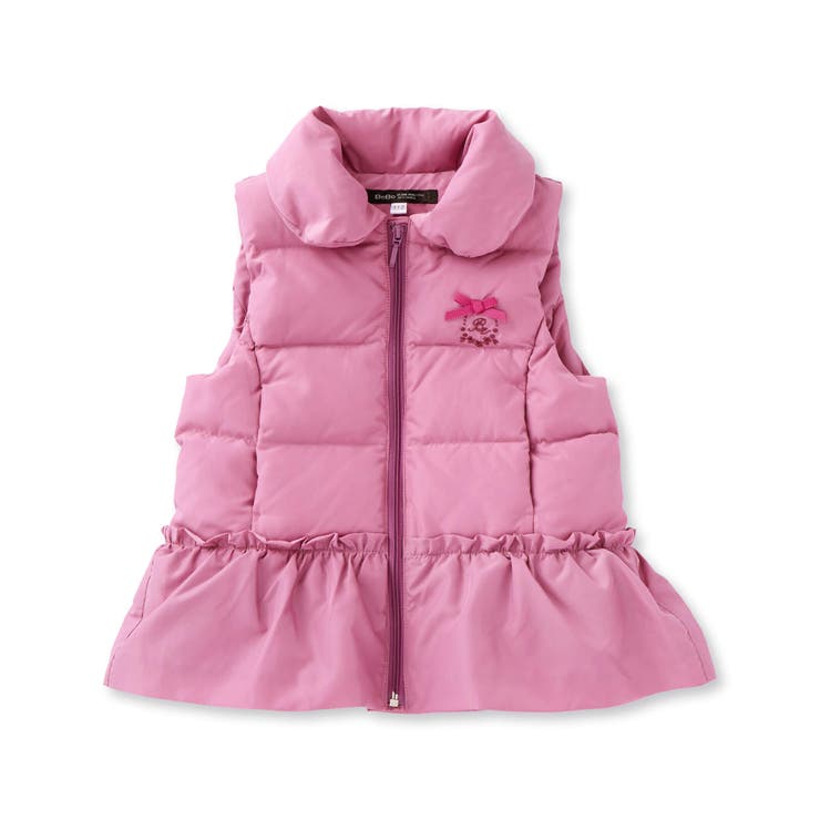 撥水加工】ペプラムフリルタフタダウンベスト(90~150cm)[品番