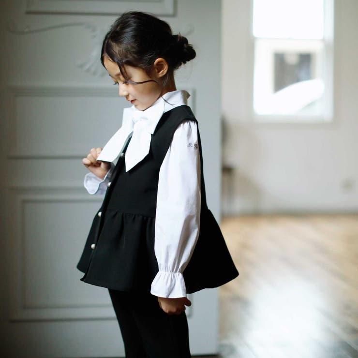 ダブルクロスパールボタンペプラムベスト(110~130cm) | BeBe | 詳細画像4 