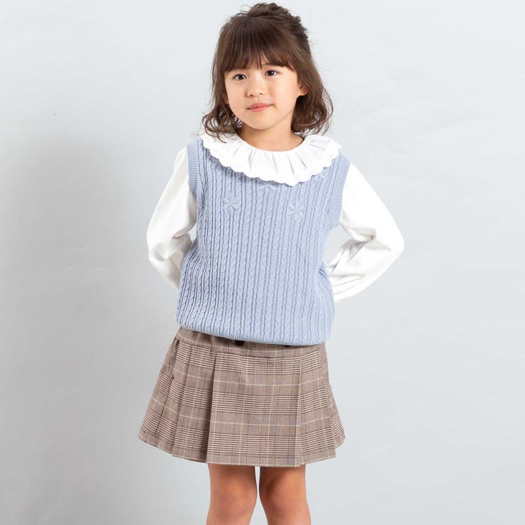 ケーブル編みクルーネックニットベスト(90~150cm) | BeBe | 詳細画像3