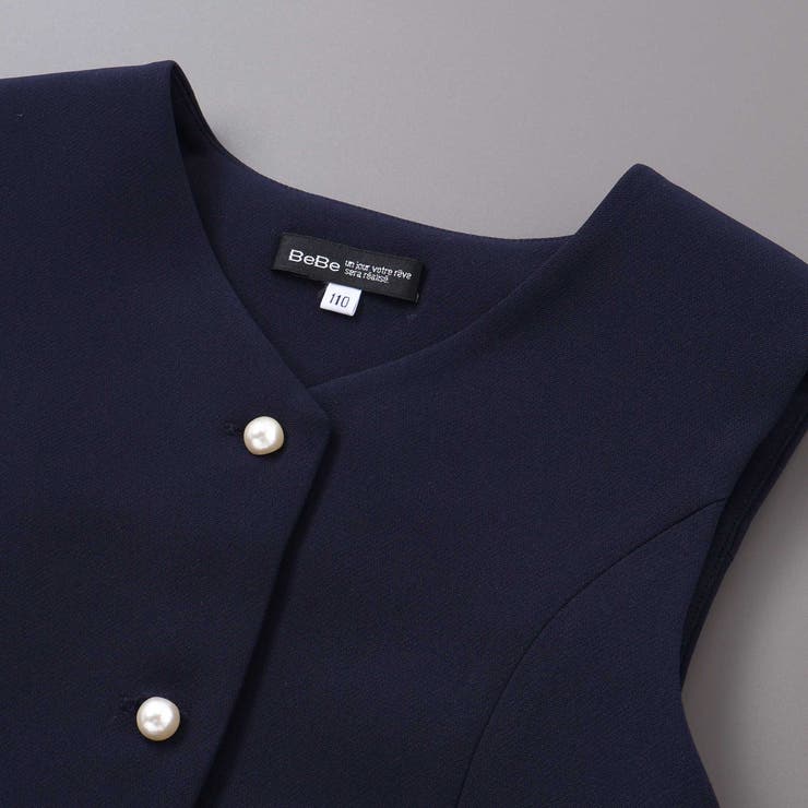 ダブルクロスパールボタンフレアベスト(110~160cm) | BeBe | 詳細画像10 