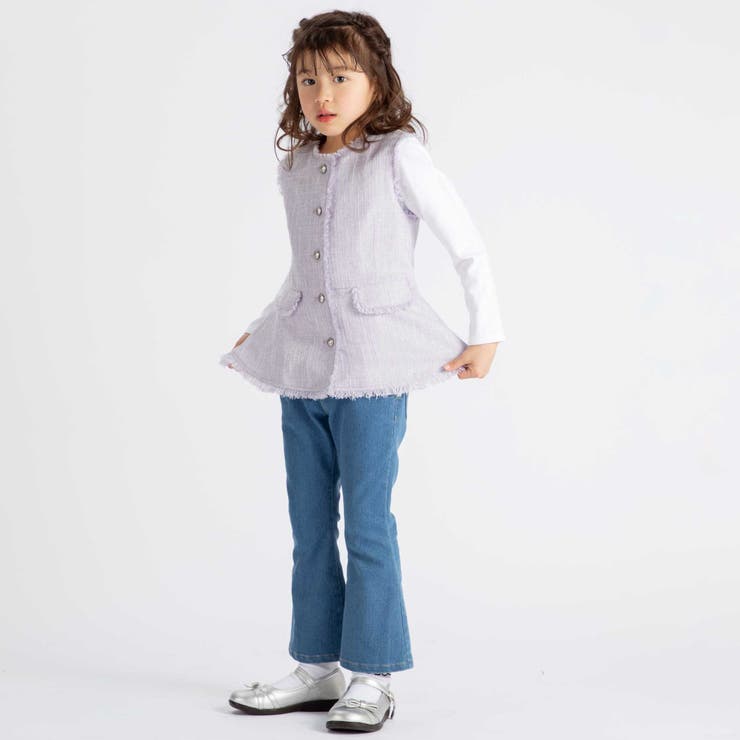 【お揃い】ツイード調フリンジボタンジレ(110~150cm) | BeBe | 詳細画像6 