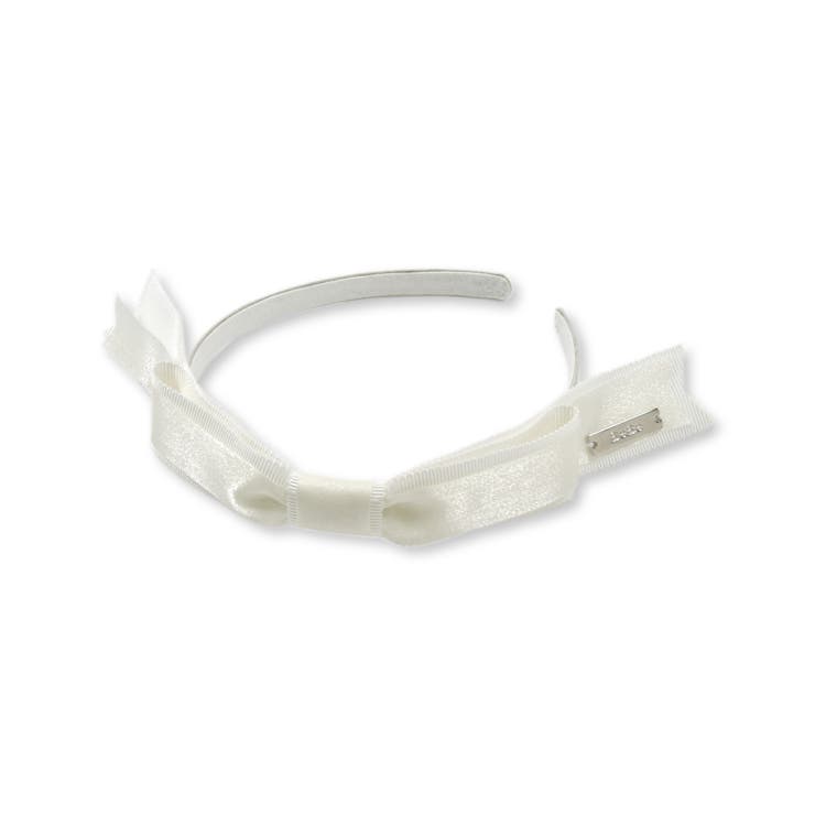 ホワイト | 【日本製】サテンオーガンジーリボンカチューシャ | BeBe