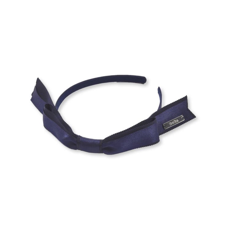 ネイビー | 【日本製】サテンオーガンジーリボンカチューシャ | BeBe