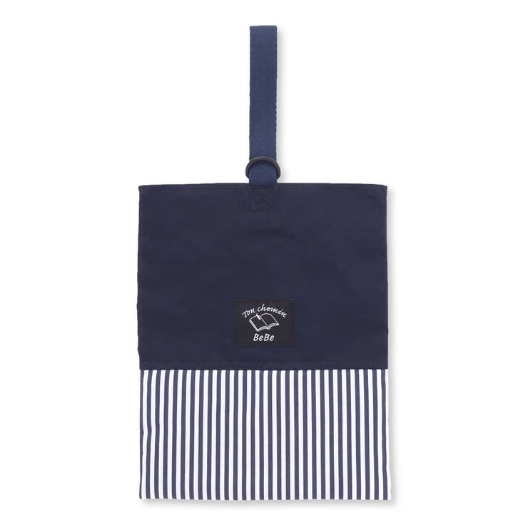 ネイビー系 | ストライプ切り替えシューズバッグ | BeBe