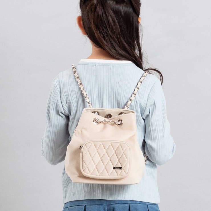ベージュ | キルティングベロア2wayバケットバッグ | BeBe
