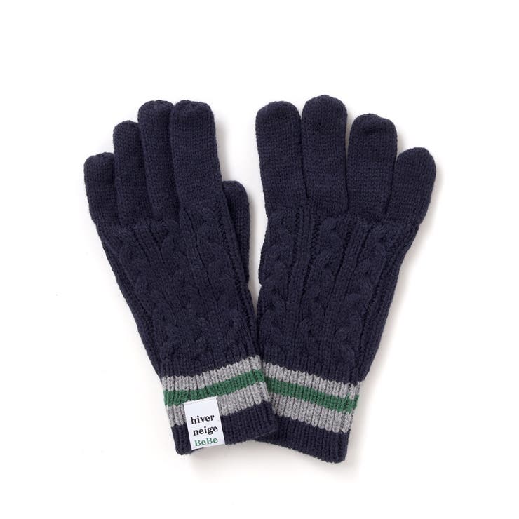 【お揃い】ケーブル編みライン配色ニット手袋 | BeBe | 詳細画像5 