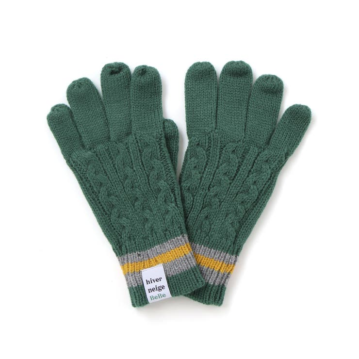 【お揃い】ケーブル編みライン配色ニット手袋 | BeBe | 詳細画像7 