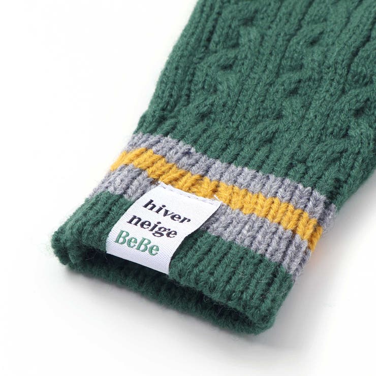 【お揃い】ケーブル編みライン配色ニット手袋 | BeBe | 詳細画像9 