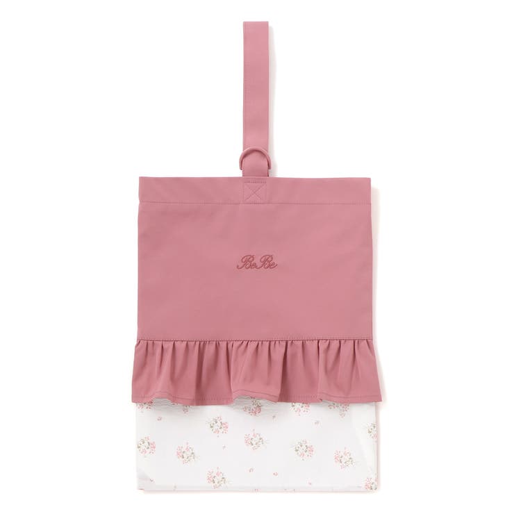 ピンク | 花柄切り替えフリルシューズバッグ | BeBe