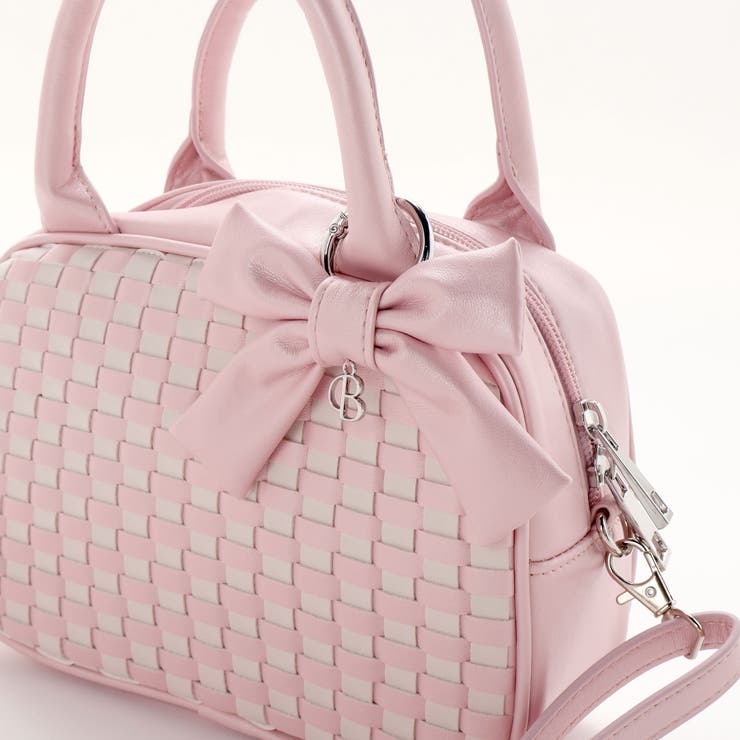 レザー調編み込みリボンチャーム付きミニボストン | BeBe | 詳細画像12 