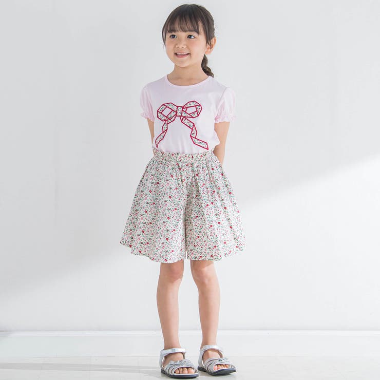 【お揃い】フラワーリボンパフスリーブTシャツ(90~150cm) | BeBe | 詳細画像3 