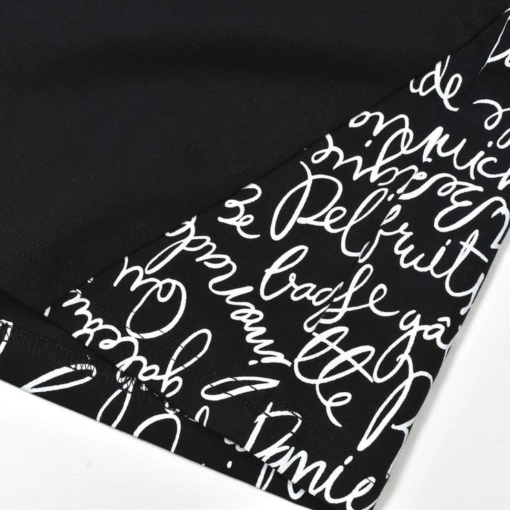 【お揃い】手書き風ロゴ総柄切り替えポンチTシャツ(80~150cm) | BeBe | 詳細画像11 