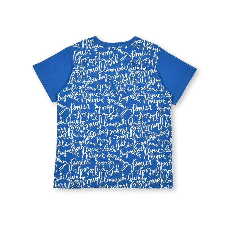 【お揃い】手書き風ロゴ総柄切り替えポンチTシャツ(80~150cm) | BeBe | 詳細画像14 