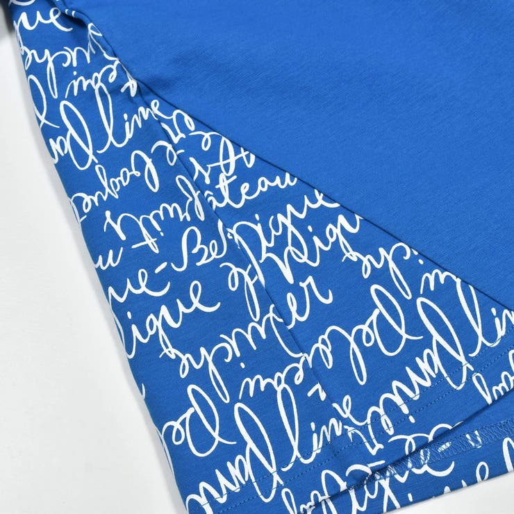 【お揃い】手書き風ロゴ総柄切り替えポンチTシャツ(80~150cm) | BeBe | 詳細画像18 