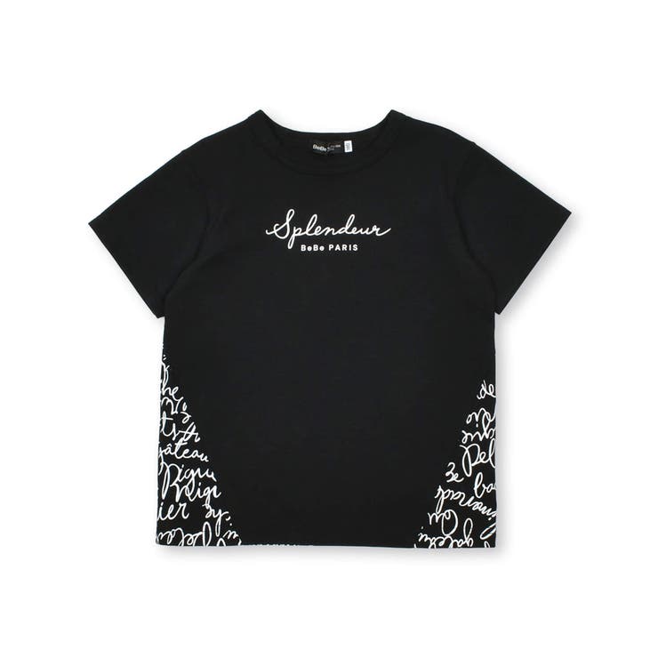 【お揃い】手書き風ロゴ総柄切り替えポンチTシャツ(80~150cm) | BeBe | 詳細画像6 