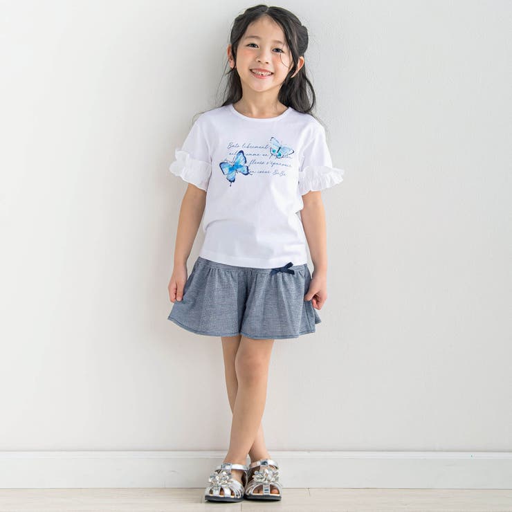 水彩風ちょうちょプリント半袖Tシャツ(90~150cm) | BeBe | 詳細画像3 