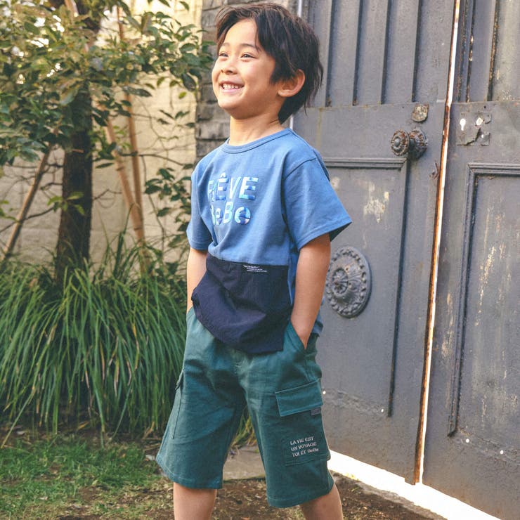 タフタ切り替え発砲プリントマーブルロゴ半袖Tシャツ(90~150cm) | BeBe | 詳細画像3 