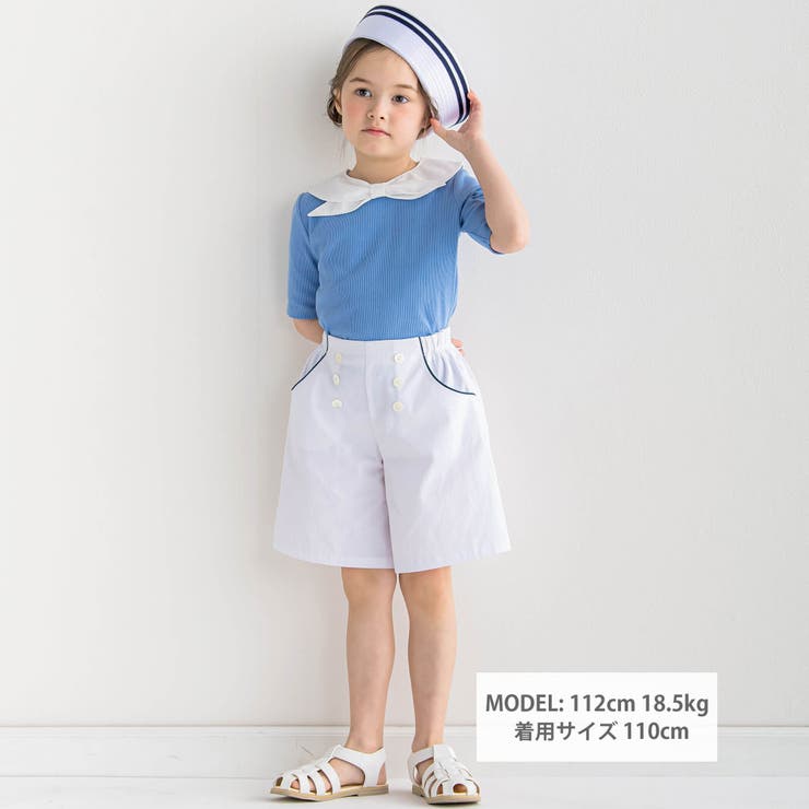 セーラー付け襟テレコ半袖Tシャツ(90~160cm) | BeBe | 詳細画像2 