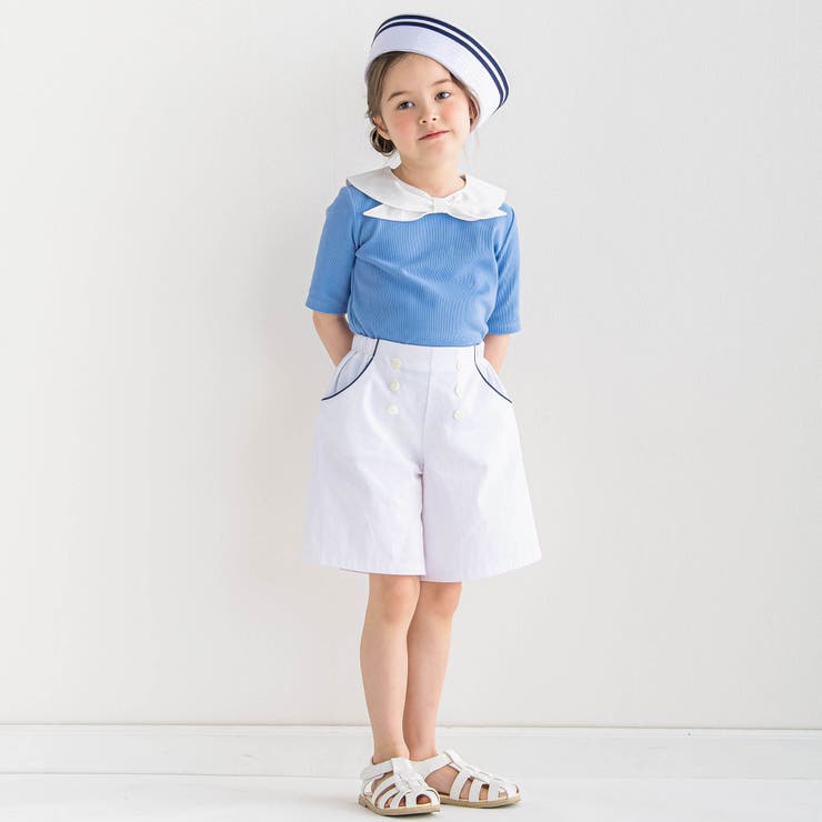 セーラー付け襟テレコ半袖Tシャツ(90~160cm) | BeBe | 詳細画像3 