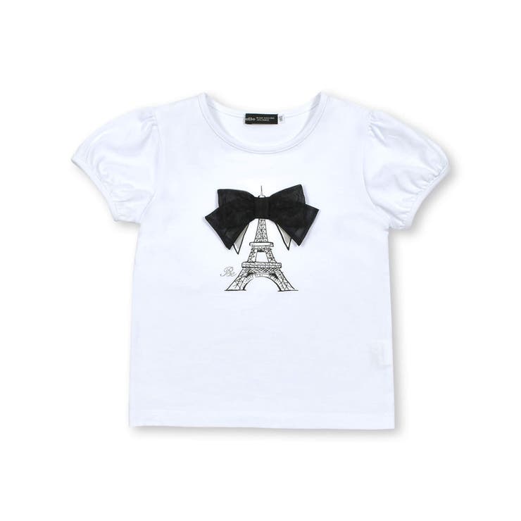 エッフェル塔プリントリボン天竺パフスリーブTシャツ(90~150cm) | BeBe | 詳細画像13 