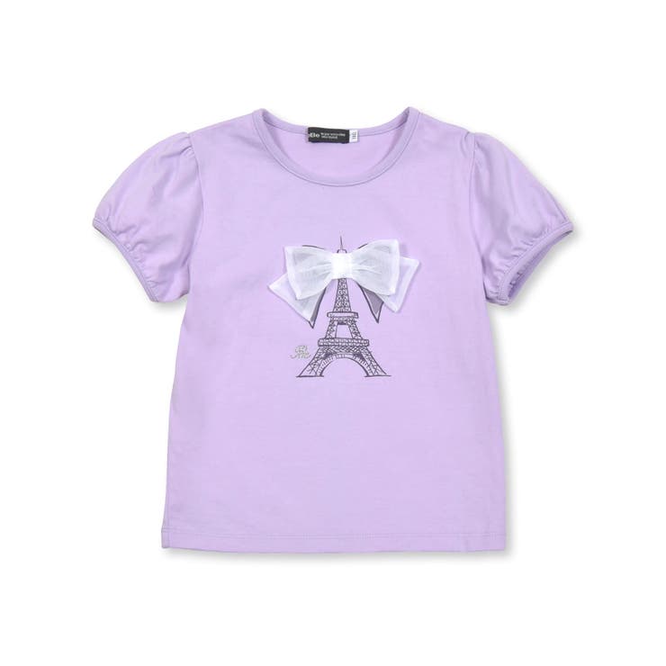 エッフェル塔プリントリボン天竺パフスリーブTシャツ(90~150cm) | BeBe | 詳細画像5 