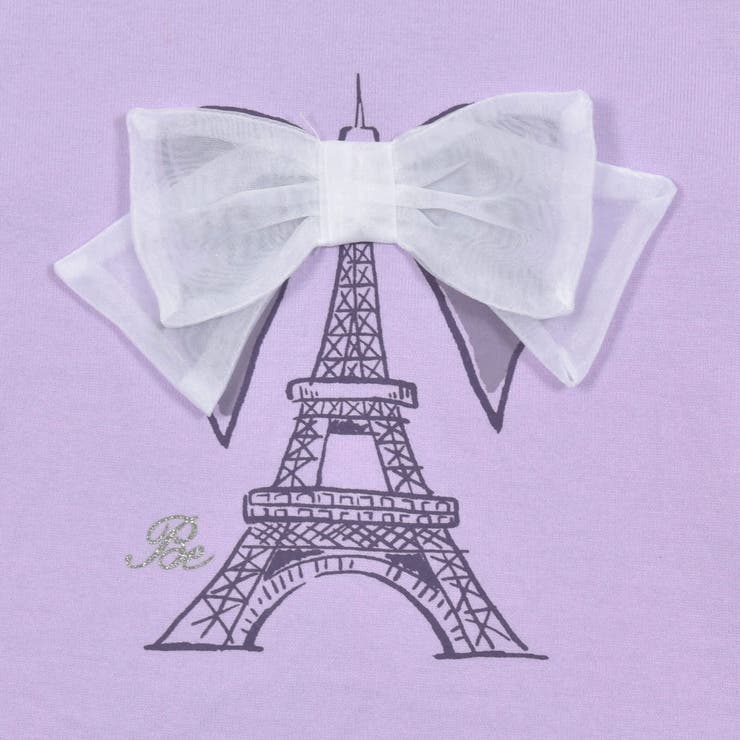 エッフェル塔プリントリボン天竺パフスリーブTシャツ(90~150cm) | BeBe | 詳細画像9 