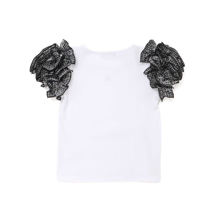 先染めチェックローズプリントフリルパフスリーブリブTシャツ | BeBe | 詳細画像5 