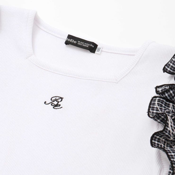 先染めチェックローズプリントフリルパフスリーブリブTシャツ | BeBe | 詳細画像6 