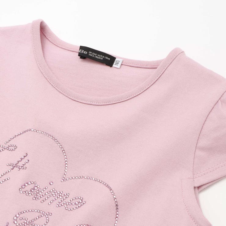 ラインストーンハートロゴ天竺キャップスリーブTシャツ(100~160cm) | BeBe | 詳細画像10 