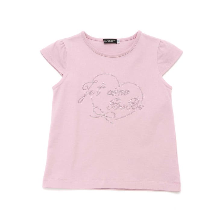 ラインストーンハートロゴ天竺キャップスリーブTシャツ(100~160cm) | BeBe | 詳細画像8 