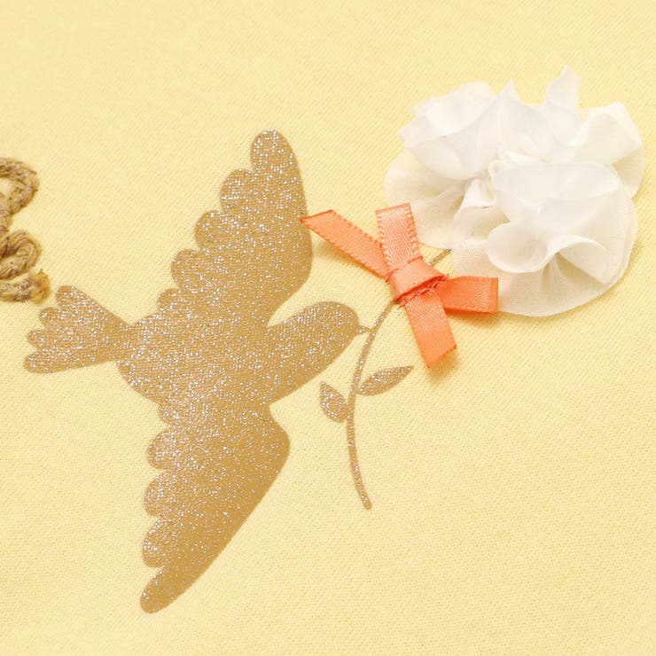 コード刺しゅうロゴ小鳥天竺フレンチスリーブTシャツ(90~160cm) | BeBe | 詳細画像15 