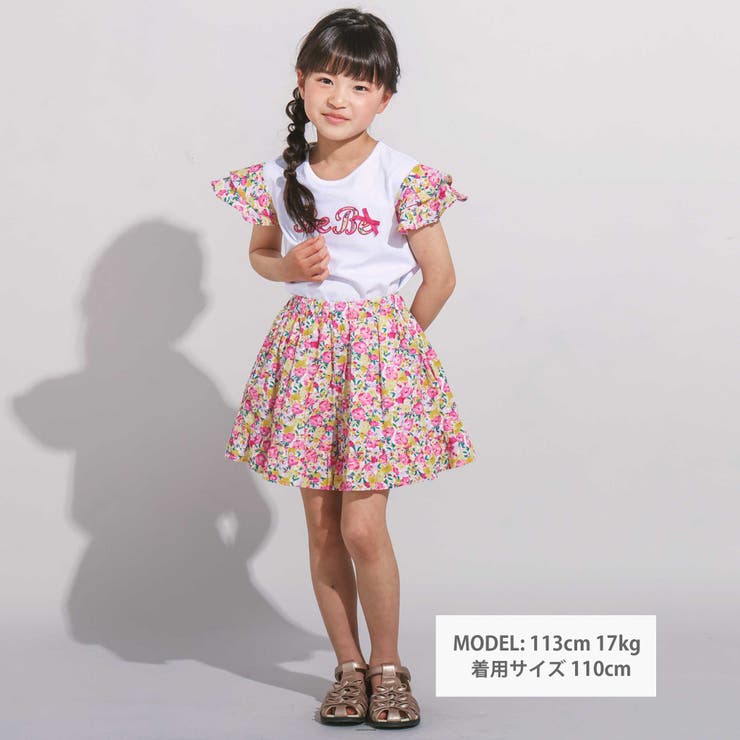 フルールドゥジョワプリントパッチロゴ切り替えTシャツ | BeBe | 詳細画像2 