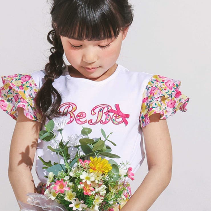 フルールドゥジョワプリントパッチロゴ切り替えTシャツ | BeBe | 詳細画像4 