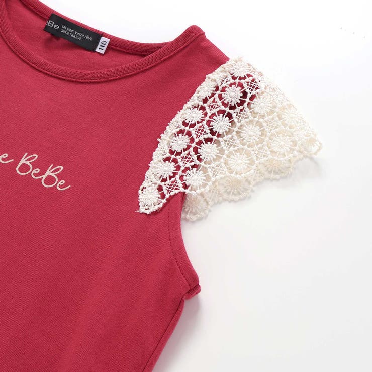お花レースキャップスリーブ天竺Tシャツ(90~150cm) | BeBe | 詳細画像12 