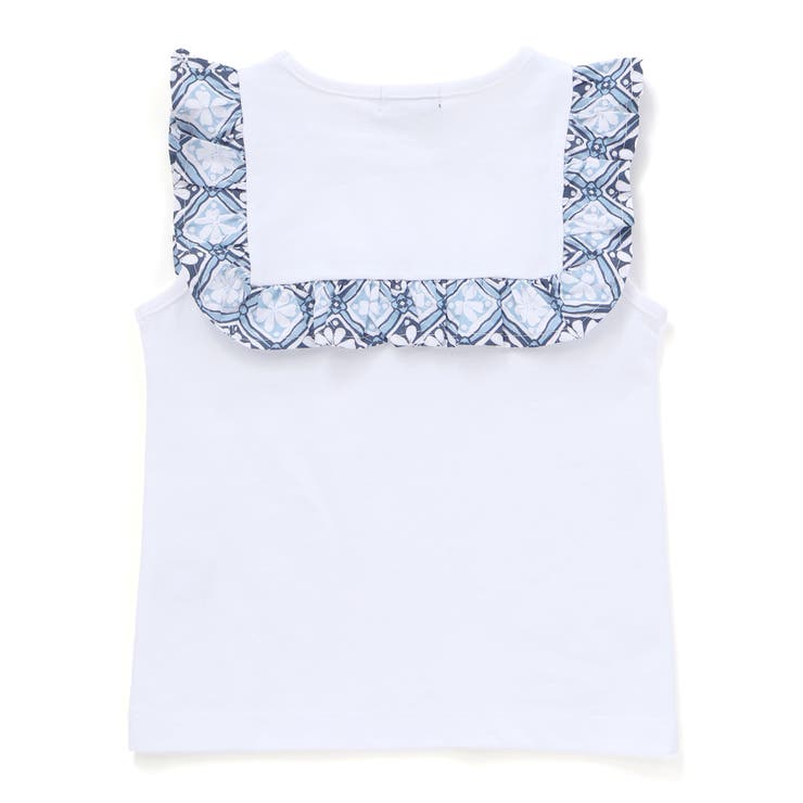 【お揃い】復刻アーカイブタイル柄スクエアフリル天竺Tシャツ(90~150cm) | BeBe | 詳細画像7 