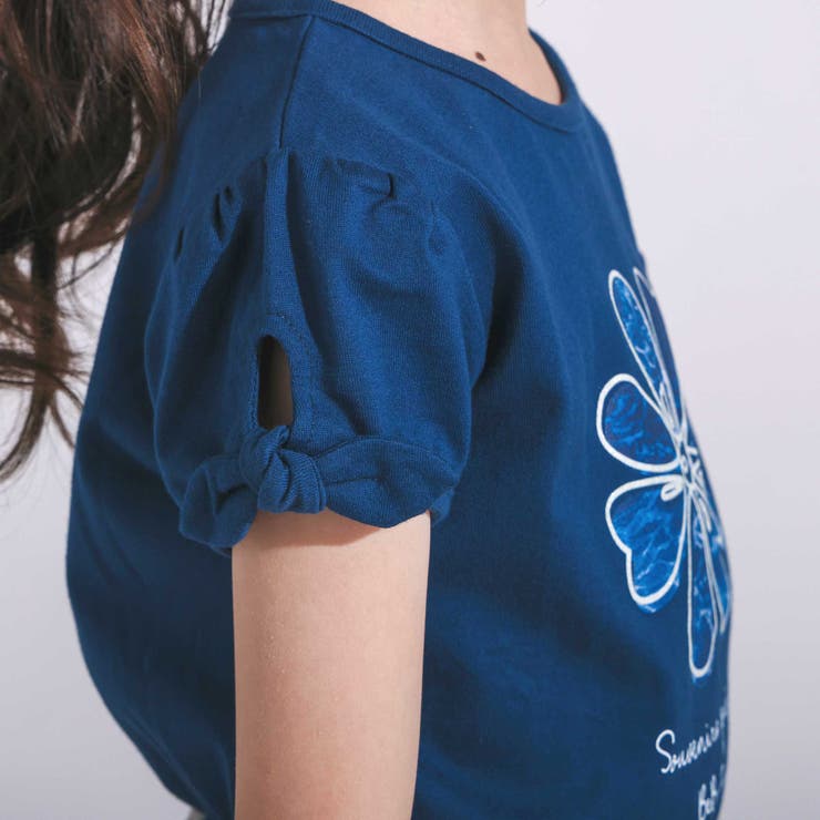 袖リボンフラワープリント天竺半袖Tシャツ(90~160cm) | BeBe | 詳細画像6 