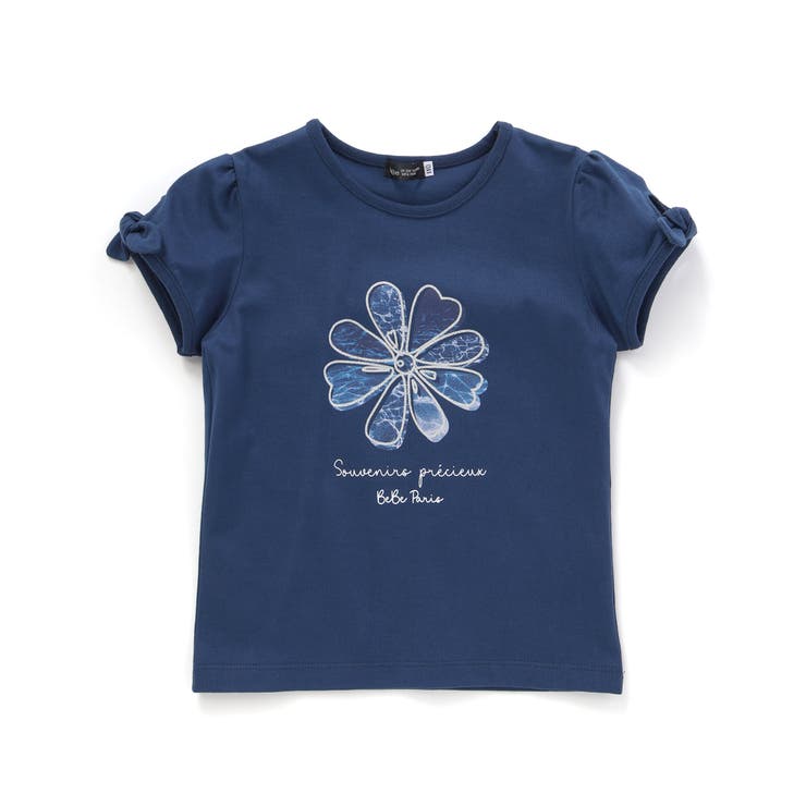 袖リボンフラワープリント天竺半袖Tシャツ(90~160cm) | BeBe | 詳細画像7 